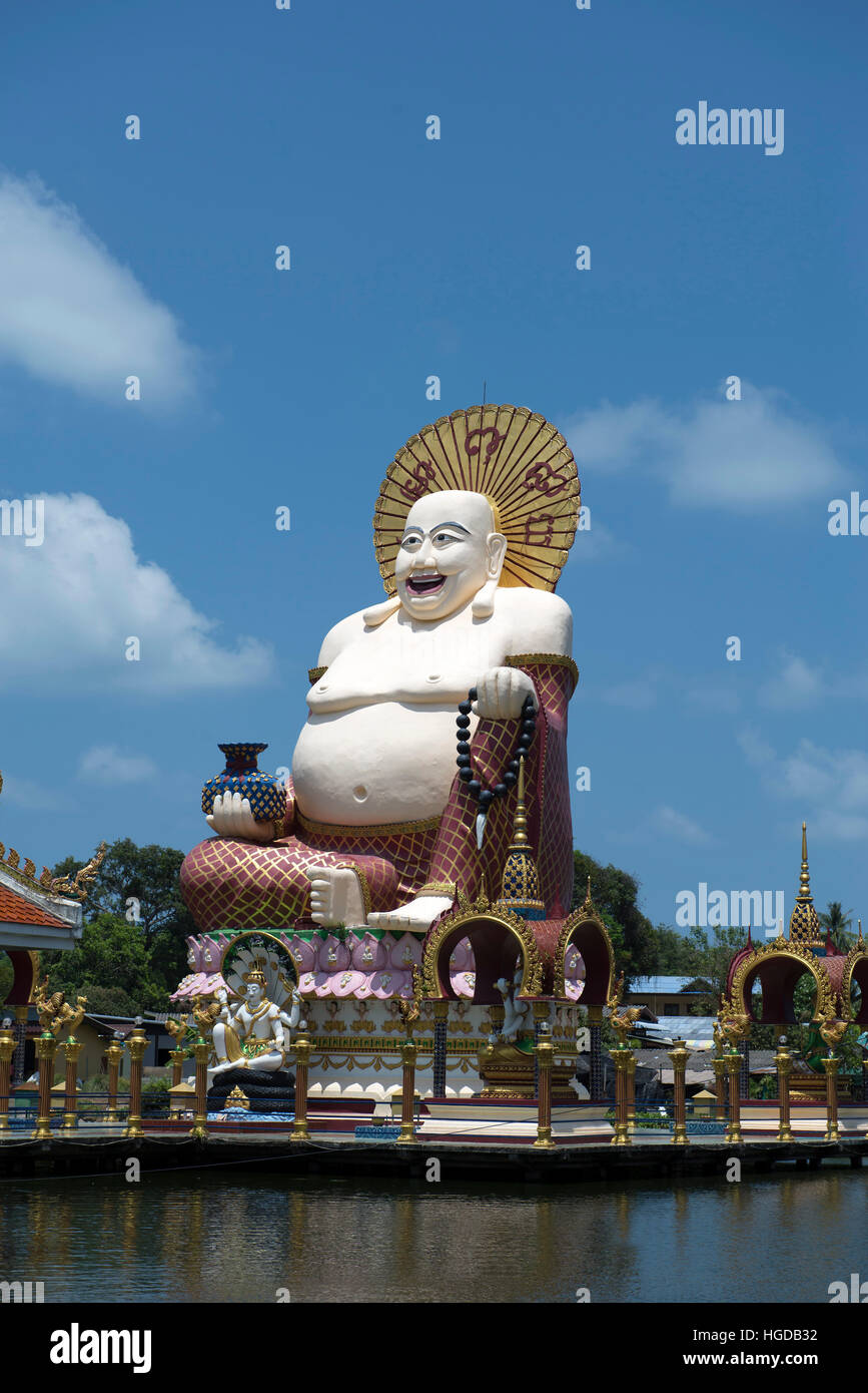 Thailand, Koh Samui, Temple, Wat Plai Laem, Laughing Buddha, Chinese, Stock Photo