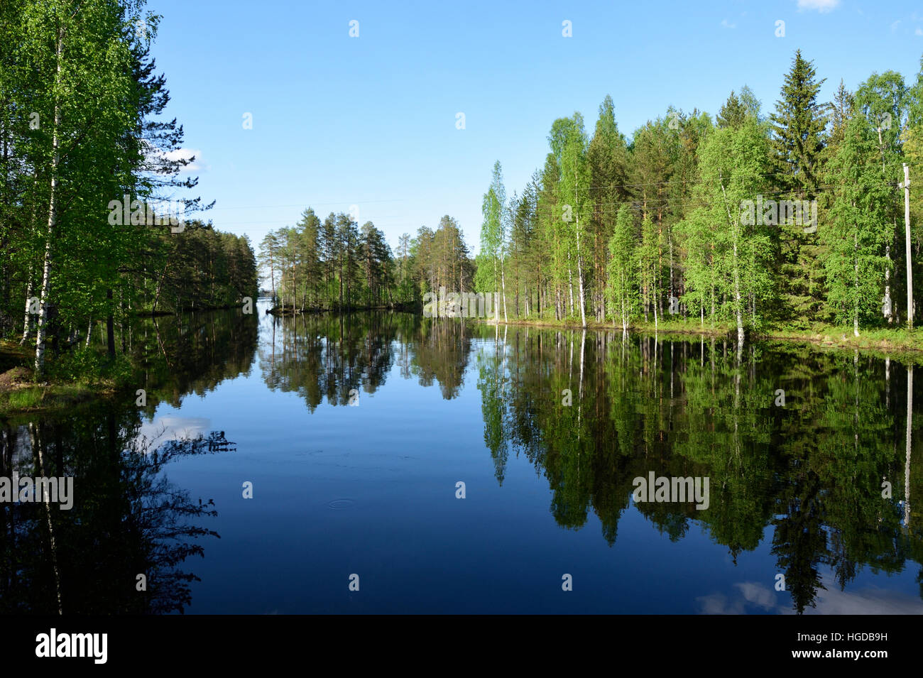 River lake, forest in Nurmijoki Stock Photo