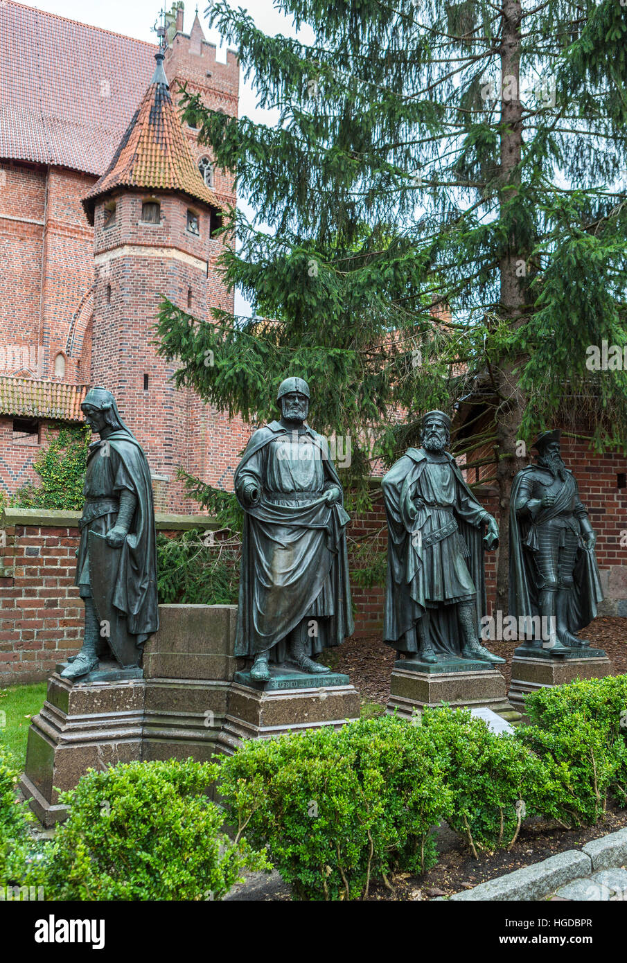 Teutonic Knights Monument at Malbork Castle in Marienburg, Stock Photo