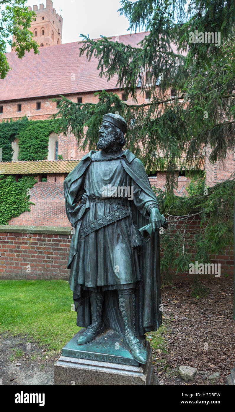 Teutonic Knight Monument at Malbork Castle in Marienburg, Stock Photo