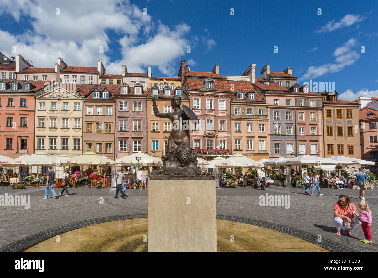 Old town square in Warsaw City Stock Photo