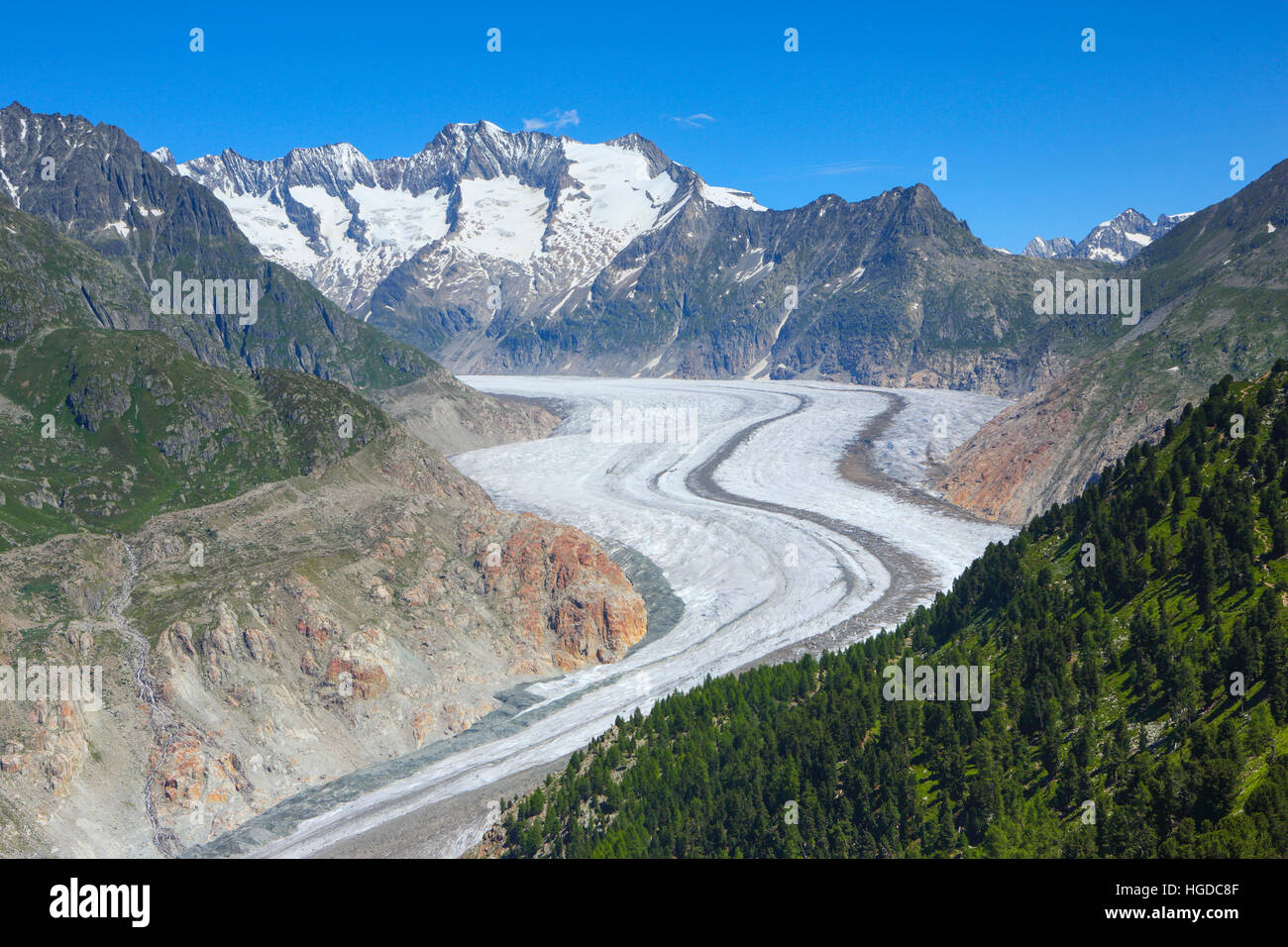 Wannenhörner and Aletsch glacier, Valais, Switzerland Stock Photo