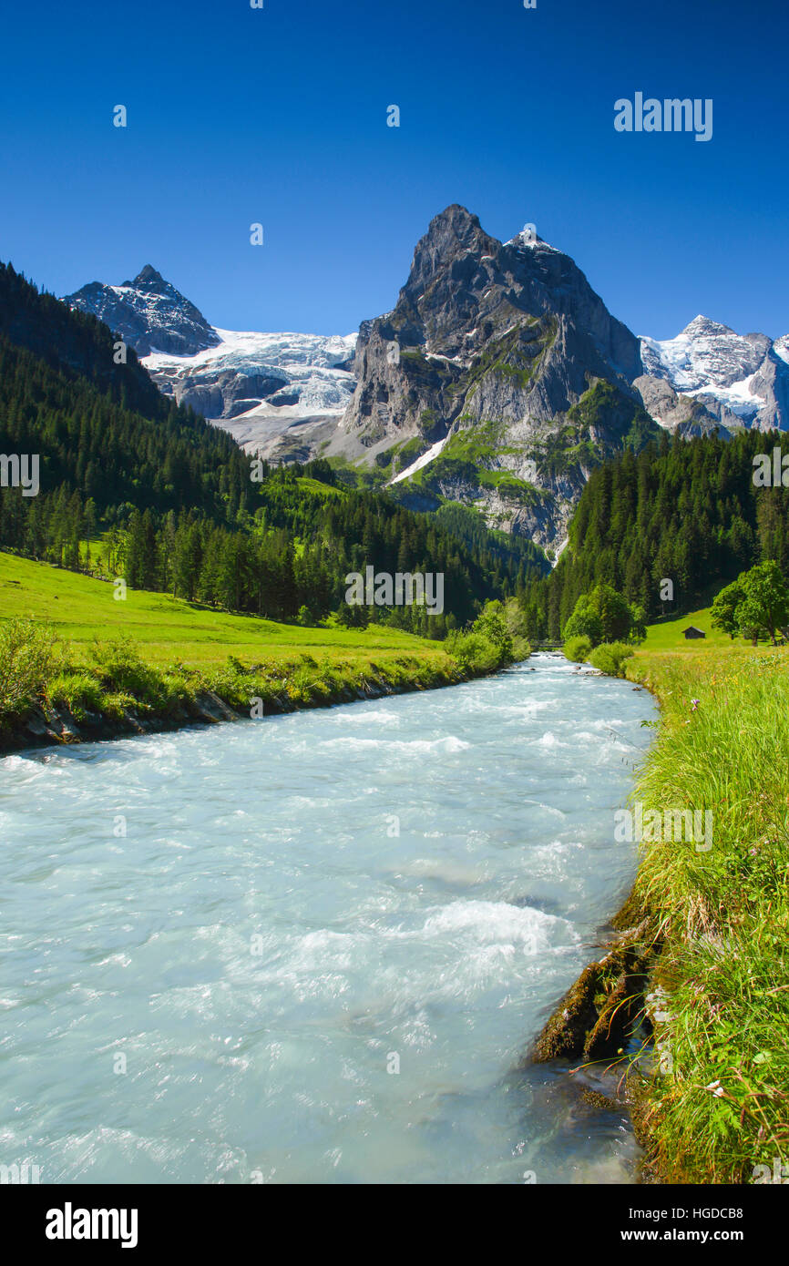 Wellhorn - 3192 ms, Rosenlaui glacier, valley of Rosenlaui, Bernese Oberland, Switzerland Stock Photo