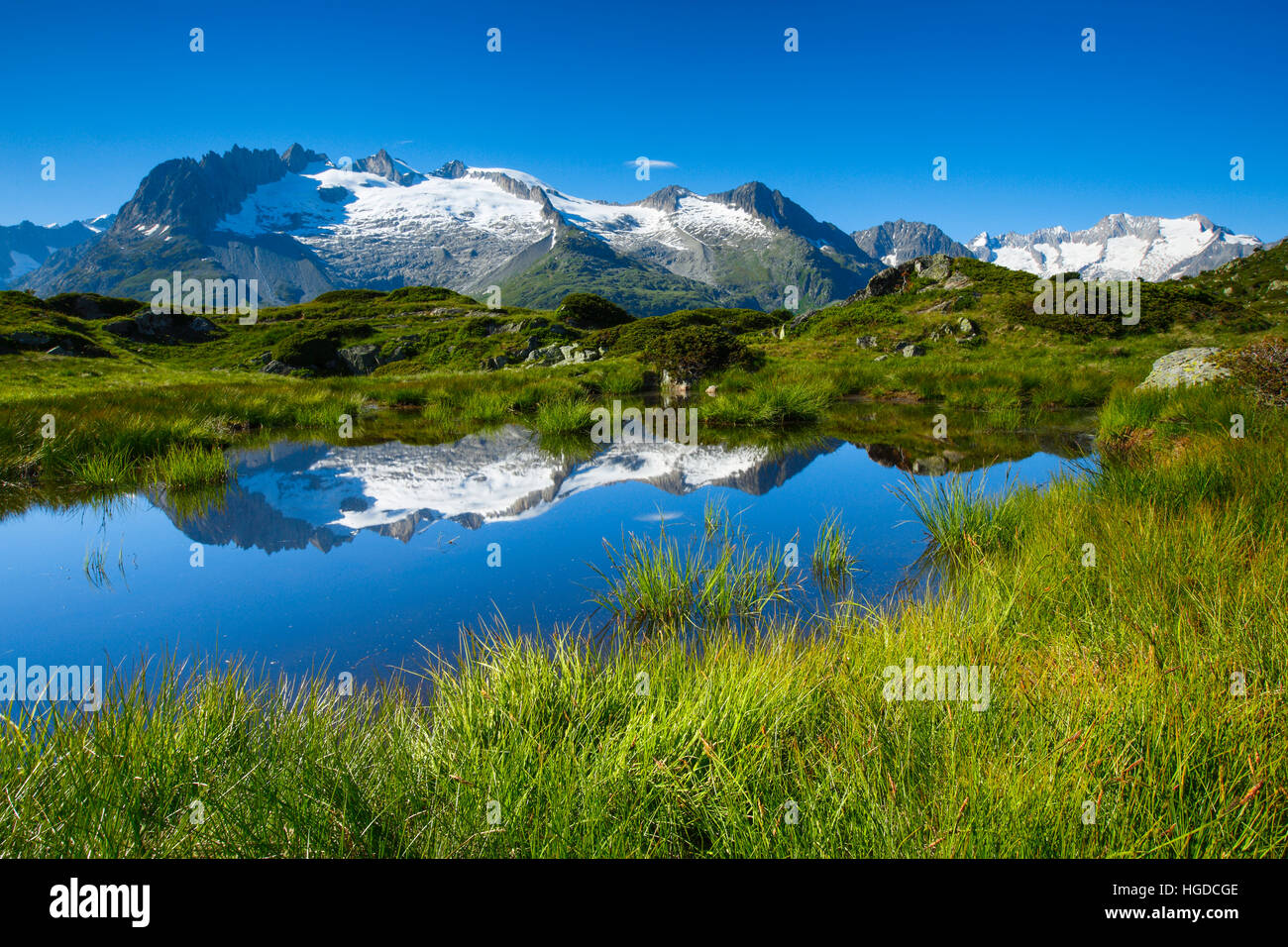 Fusshörner and Wannenhörner mountains in Valais, Switzerland Stock Photo