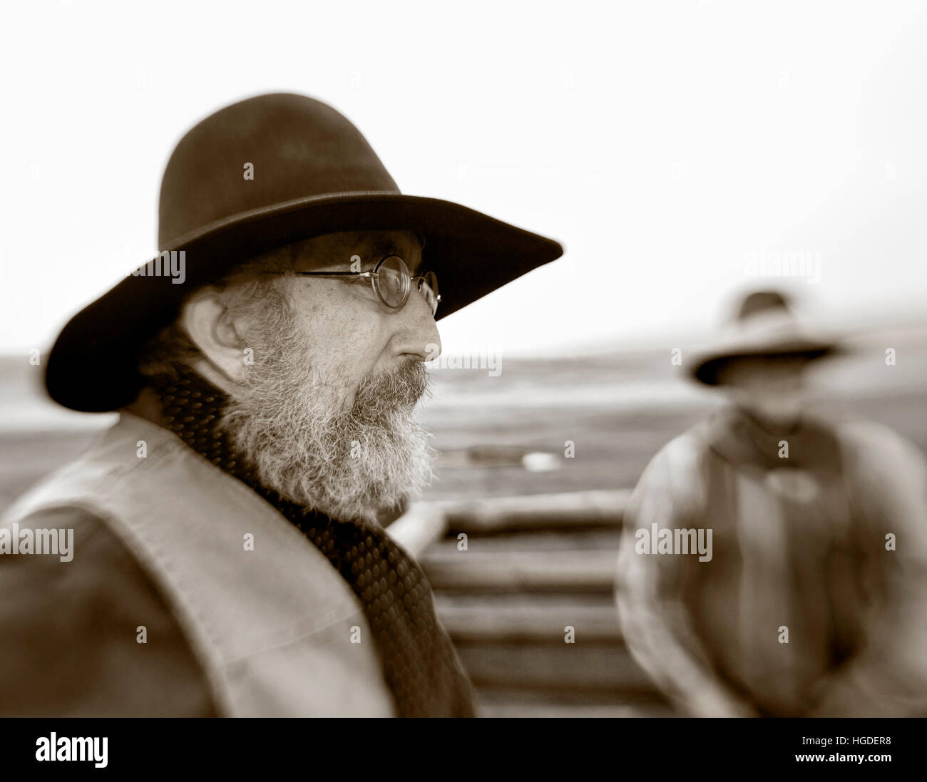 Cowboy with beard Black and White Stock Photos & Images - Alamy