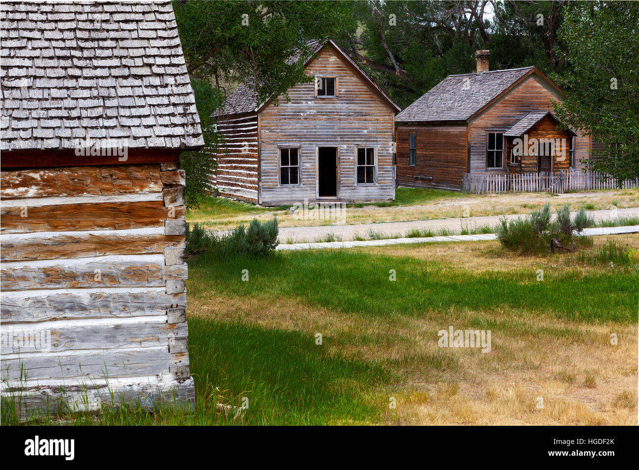 MT00038-00..MONTANA - Historic buildings at Bannack State Park.  Bannack is a preserved gold rush town from the 1860's. Stock Photo