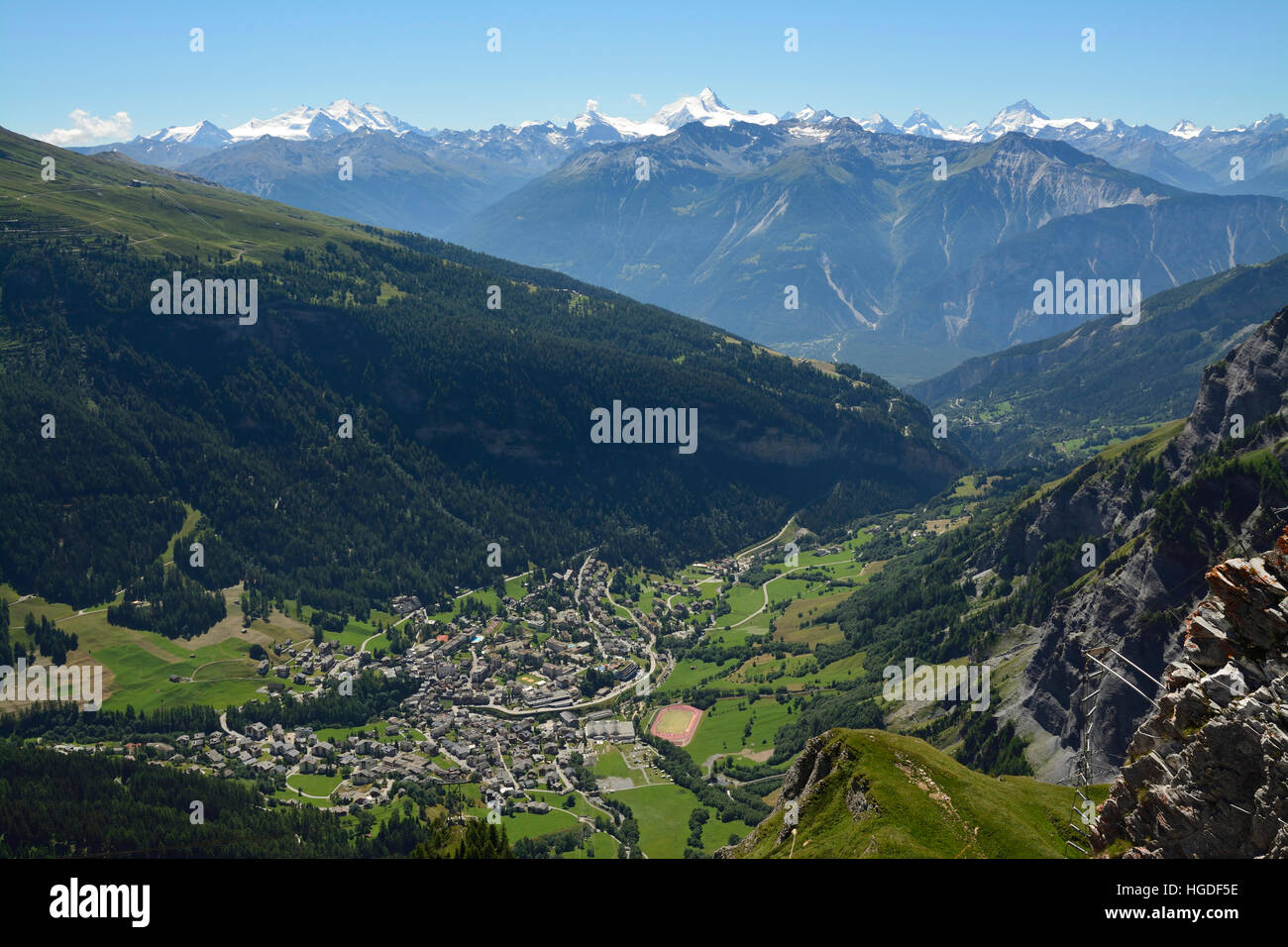 Leukerbad village, Valais, Switzerland Stock Photo