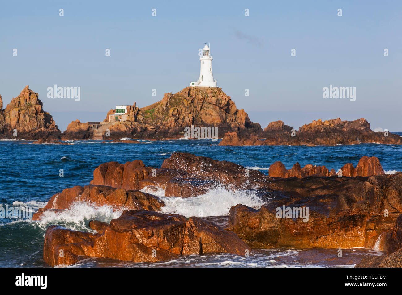 United Kingdom, Channel Islands, Jersey, Corbiere Lighthouse Stock Photo -  Alamy