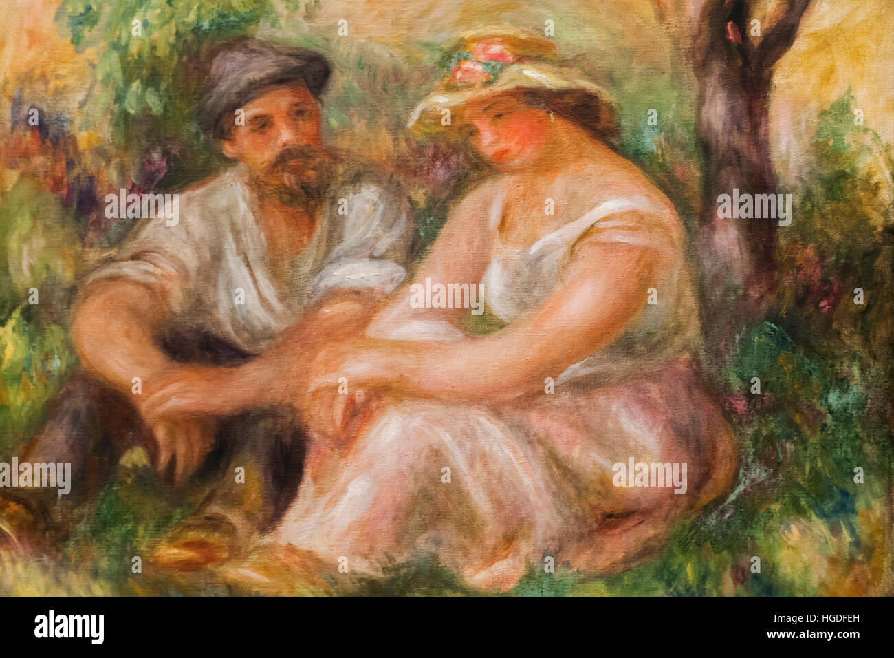 Wales, Cardiff, National Museum Cardiff, Painting titled 'Conversation' by Pierre-Auguste Renoir dated 1912 Stock Photo