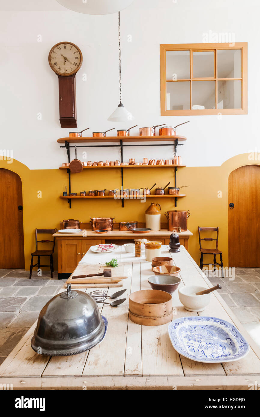 Wales, Cardiff, St Fagan's, Museum of Welsh Life, St Fagan's Castle, Kitchenware Display Stock Photo