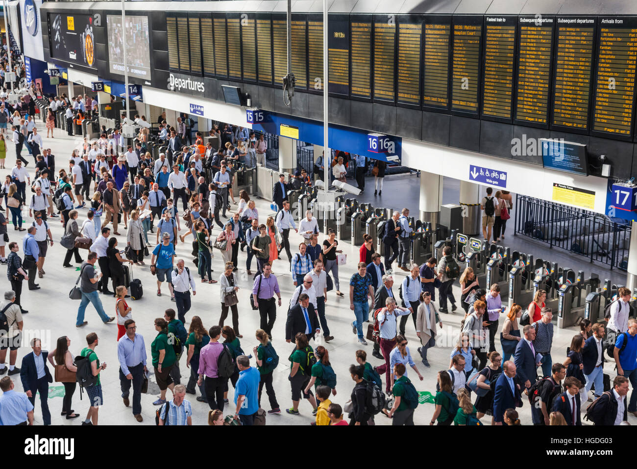 England, London, Waterloo Station, Commuters Stock Photo