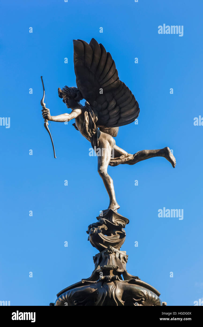 England, London, Piccadilly Circus, Eros Statue Stock Photo