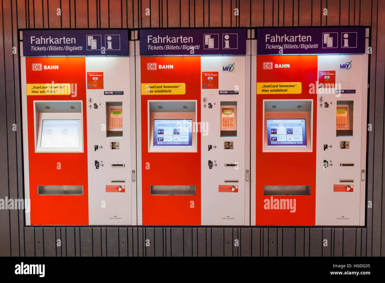 Germany, Bavaria, Munich, Subway Ticket Vending Machines Stock Photo