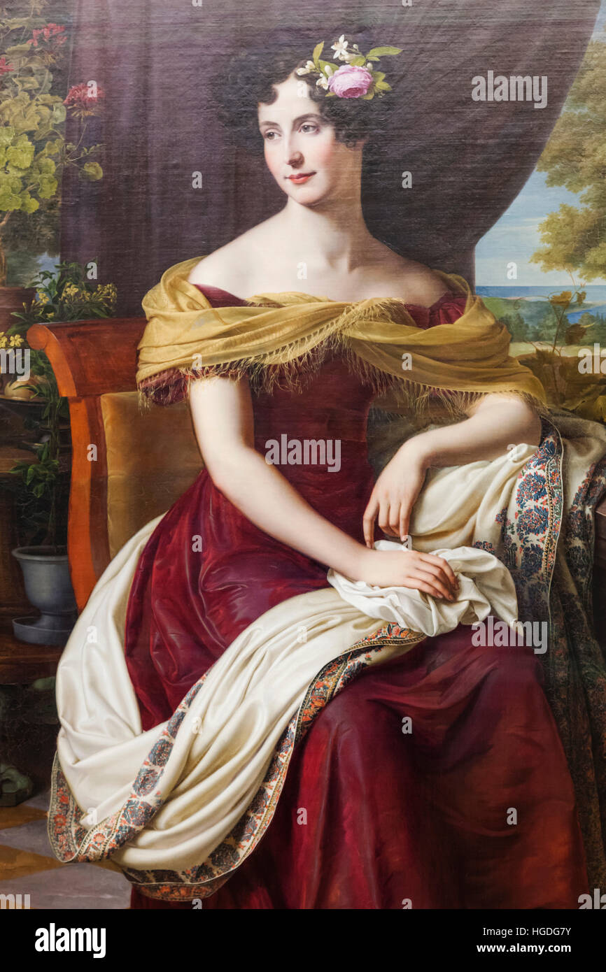 Germany, Bavaria, Munich, The New Pinakothek Museum (Neue Pinakothek), Portrait of Fanny Ebers by Friedrich Wilhelm von Schadow dated 1826 Stock Photo