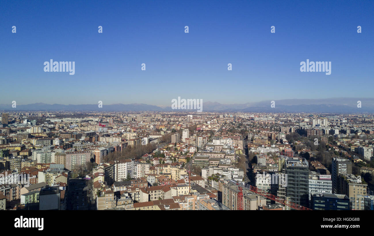 Aerial view of north Milan, Italy. Stock Photo