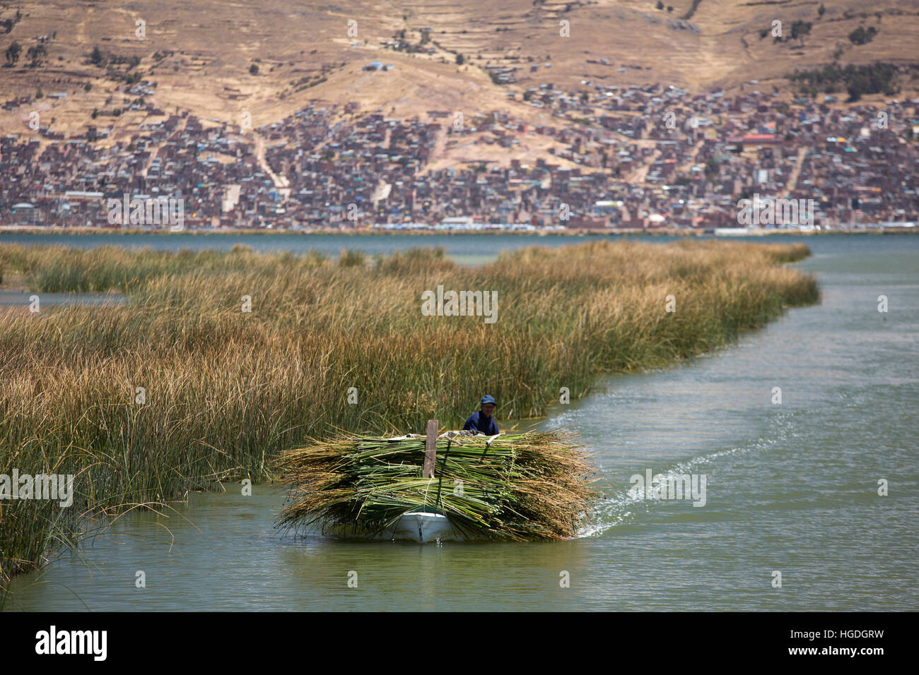 Uros, reed island, lake Titicaca, Stock Photo