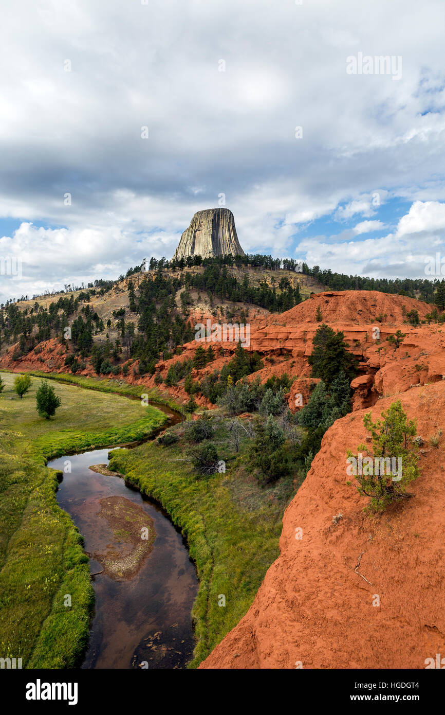 WY02251-00...WYOMING - The Red Beds and Belle Fourche River in Devils Tower National Monument. Stock Photo