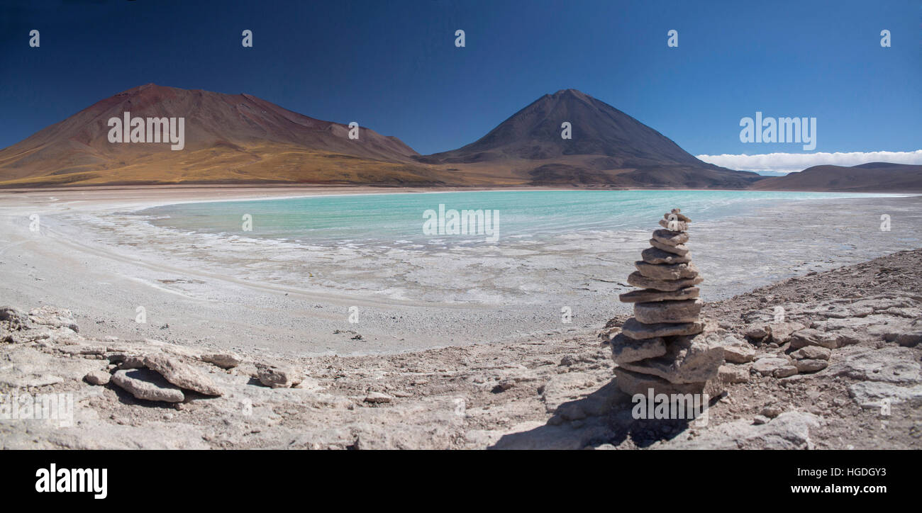 Laguna Verde with volcano Llicancabor, Stock Photo