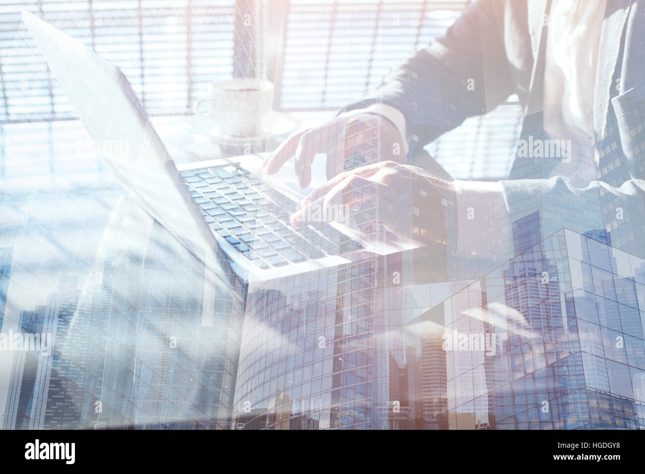 Double exposure man typing hi-res stock photography and images - Alamy