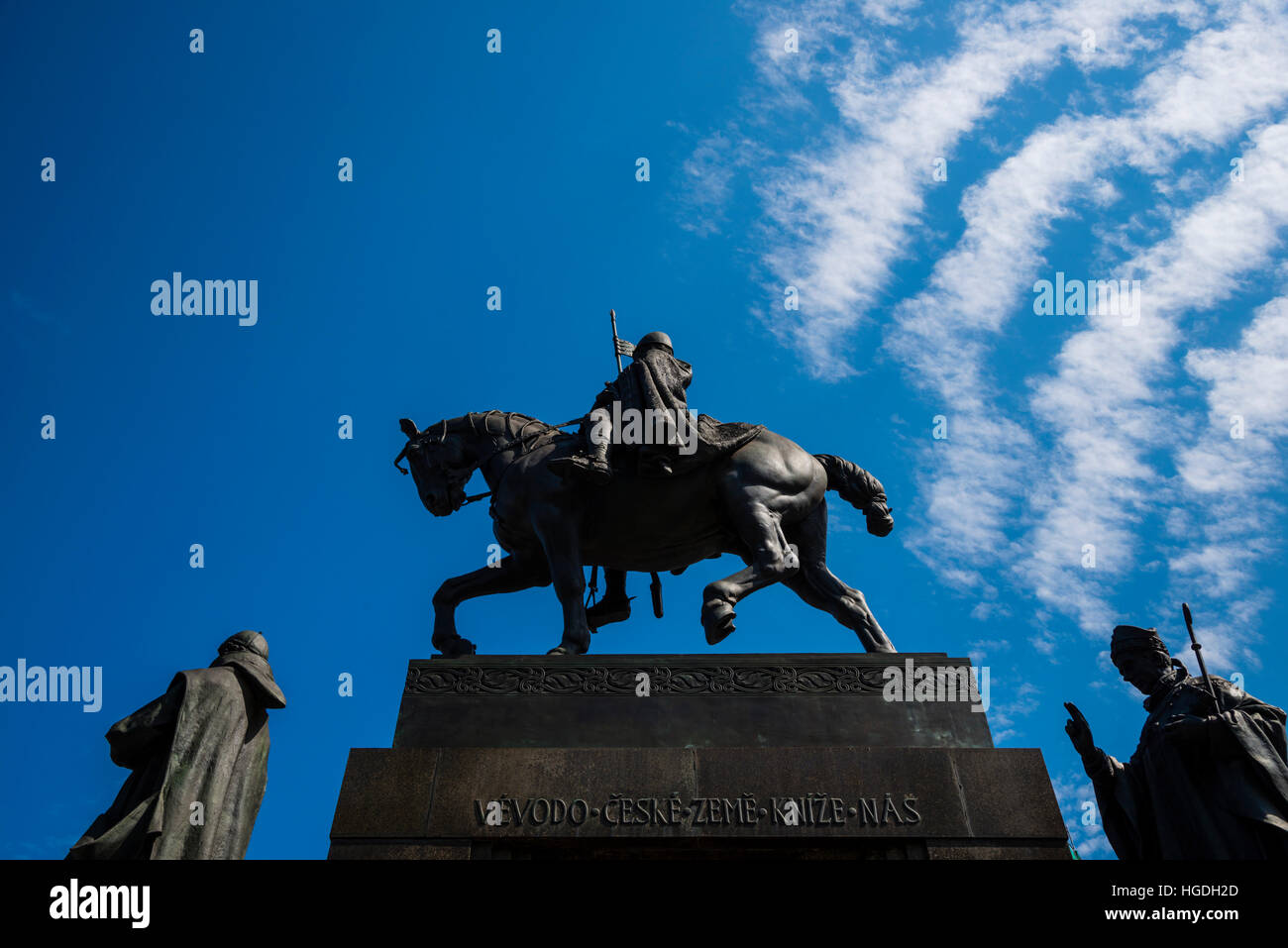 St. Wenceslaus rider equestrian statue, Wenzelsplatz, Prague, Stock Photo