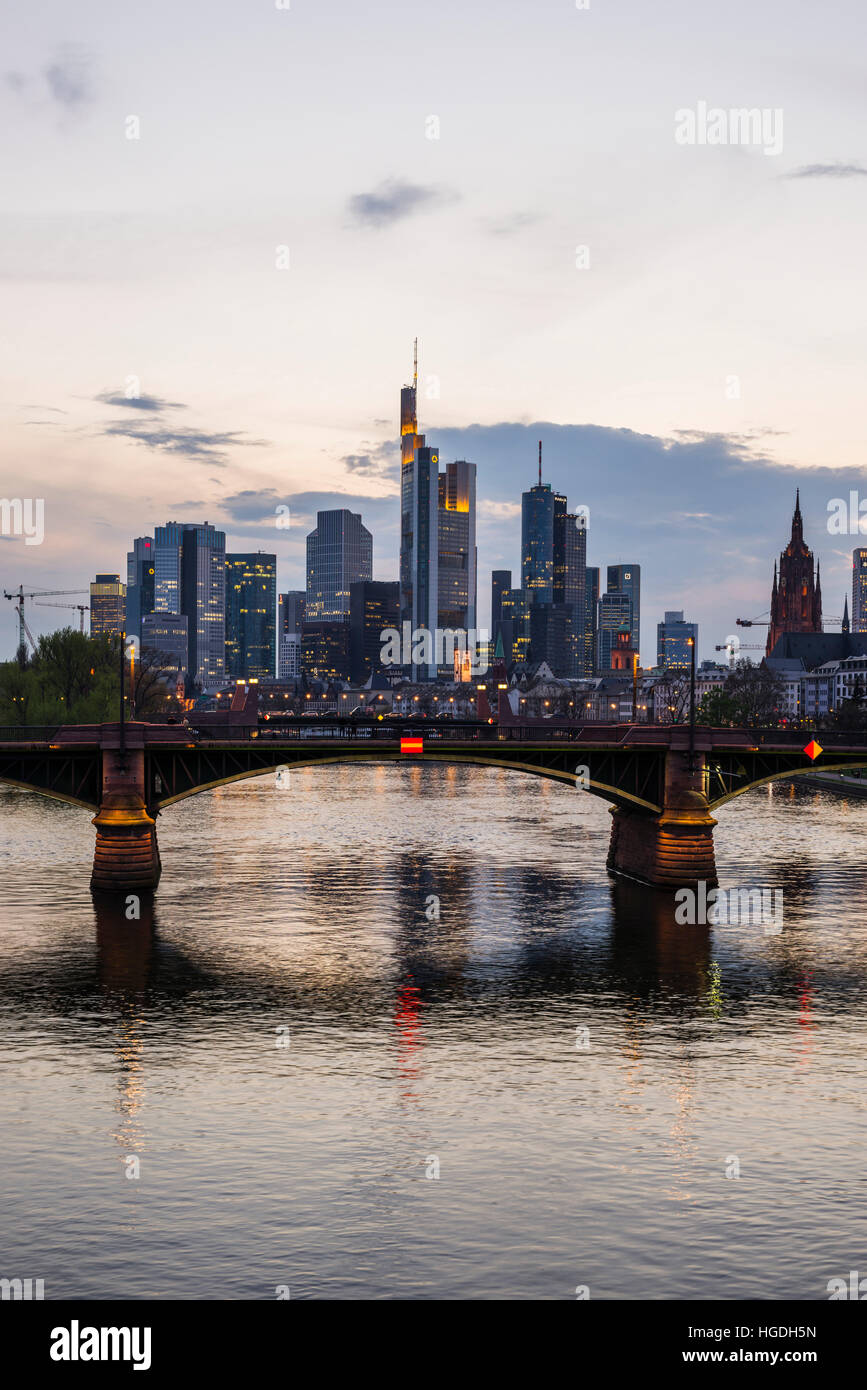 financial district skyline in Frankfurt on Main, Stock Photo