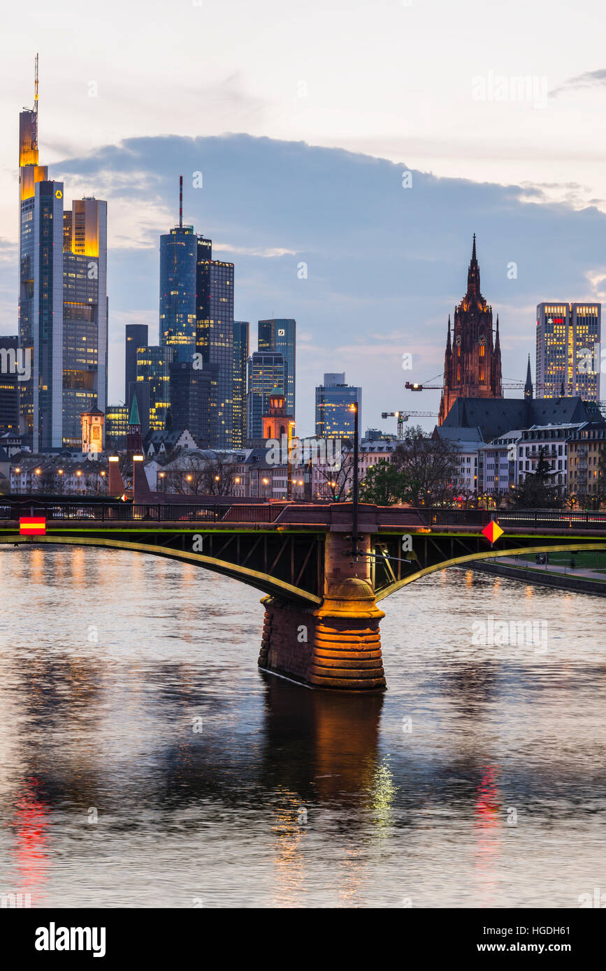 financial district skyline in Frankfurt on Main, Stock Photo