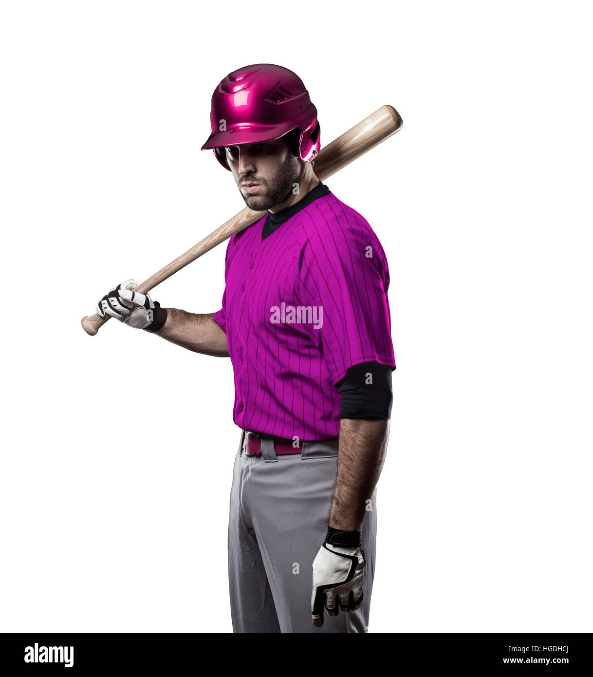 pink baseball uniform