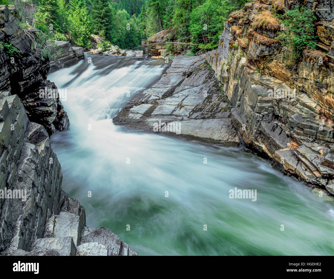 yaak falls on the yaak river in kootenai national forest near troy, montana Stock Photo