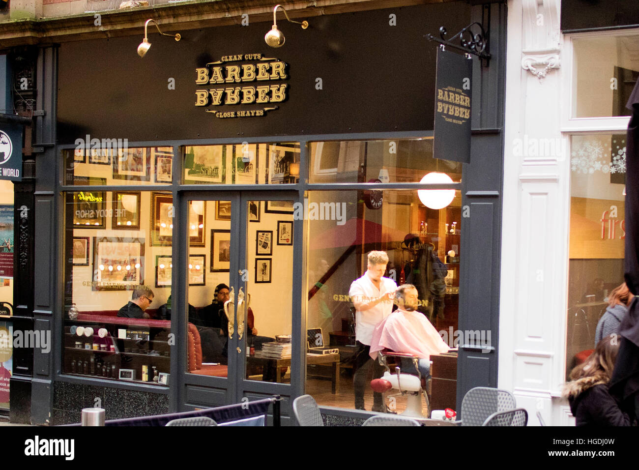 Barber Barber UK barber shop in Leeds City Stock Photo - Alamy