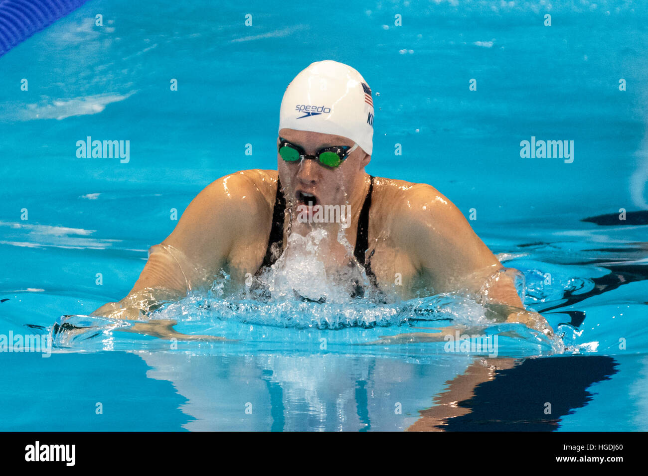 Rio de Janeiro, Brazil. 10 August 2016. Lilly King (USA) competing in the women's 200m breaststroke heat at the 2016 Olympic Summer Games. ©Paul J. Su Stock Photo