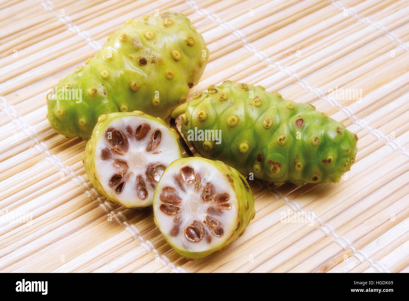 Fresh Noni fruit (Morinda citrifolia) Stock Photo