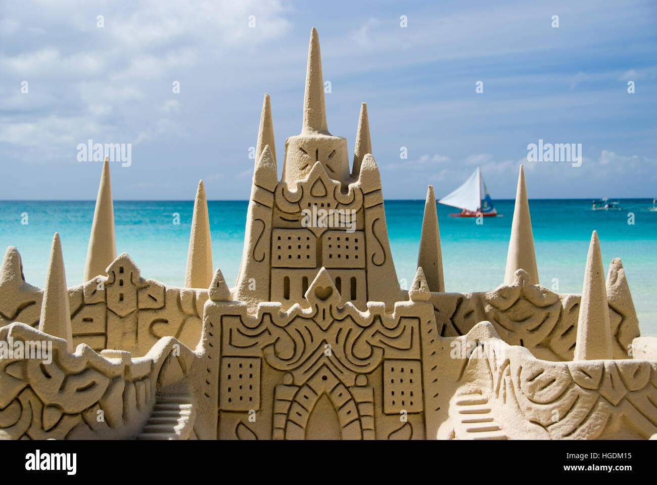 Sand castle on White Beach, Boracay, Philippines Stock Photo - Alamy