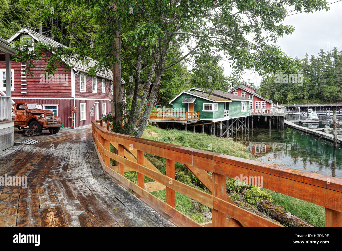 Wharf boardwalk and shops, Telegraph Cove, Vancouver Island, Canada
