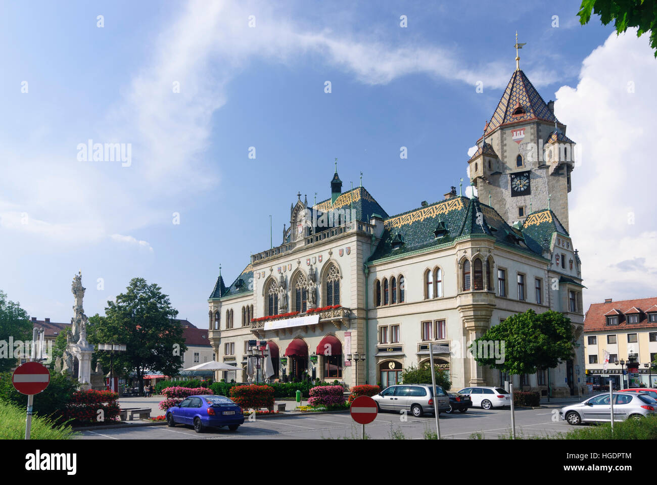 Korneuburg: City hall with town tower, Donau, Niederösterreich, Lower Austria, Austria Stock Photo