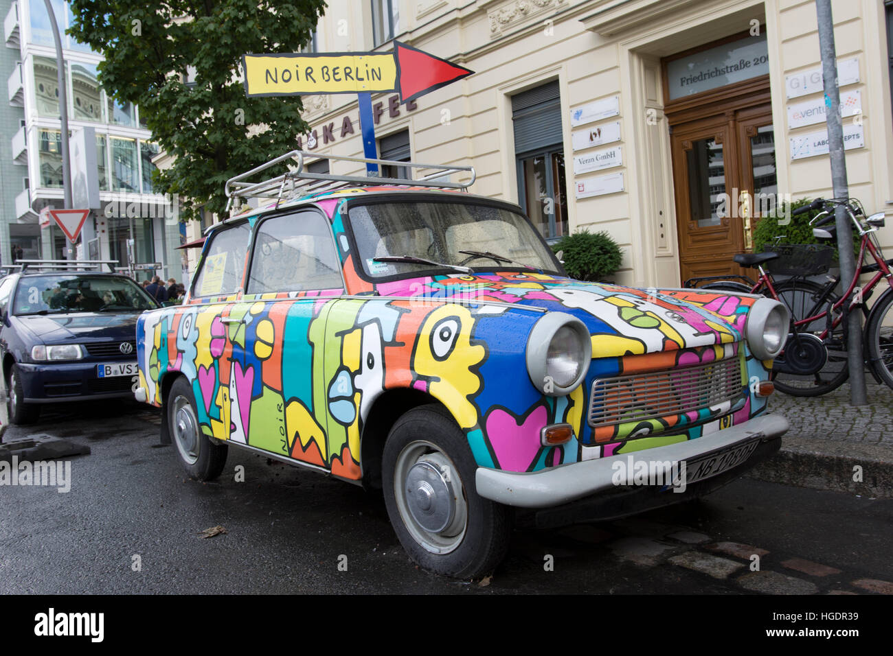 Trabant car in the streets of Berlin Stock Photo