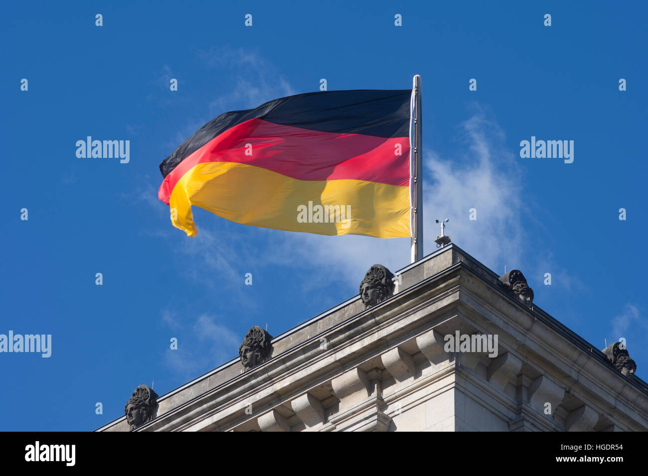 the German flag waving Stock Photo