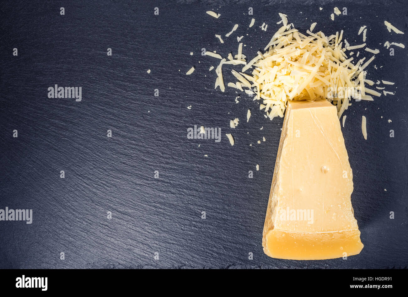 top view of single tasty fresh yellow big segment piece parm and large