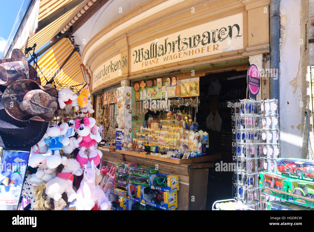 Mariazell: shop for souvenirs and devotional items, Obere Steiermark, Steiermark, Styria, Austria Stock Photo