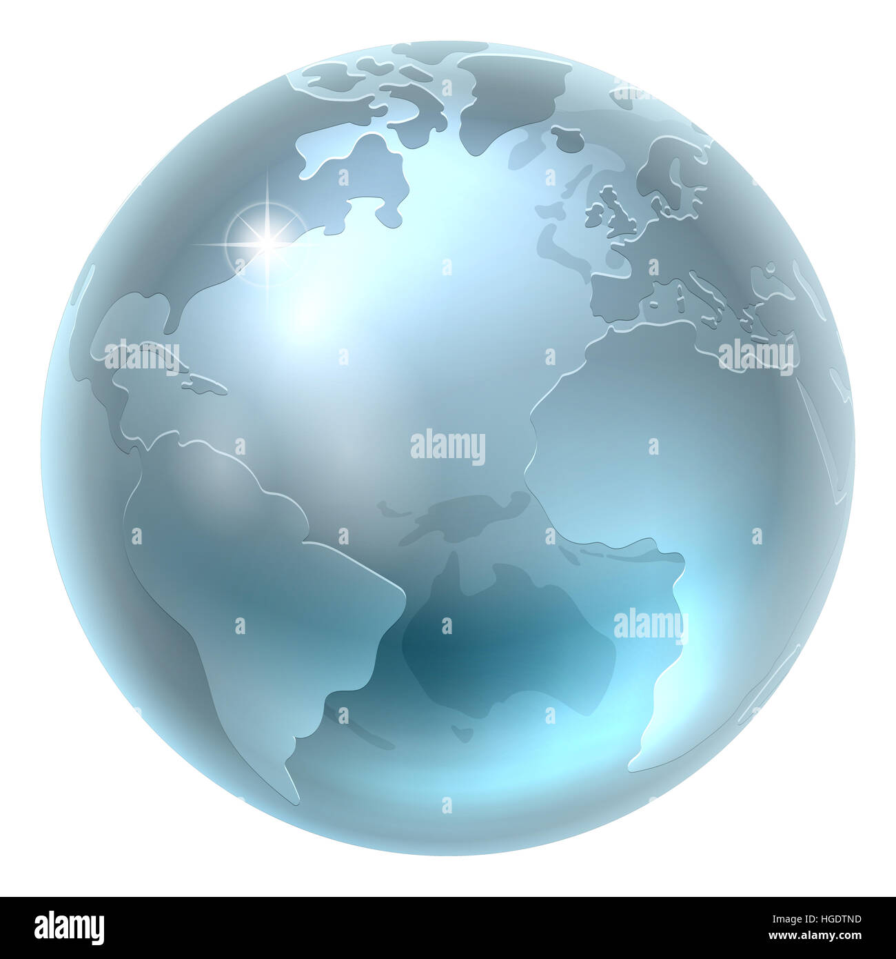 A world earth globe in a metallic silver material color Stock Photo