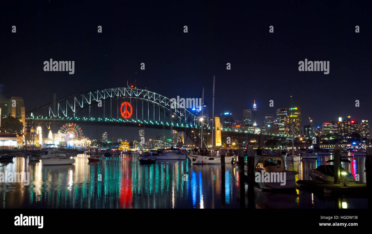 Sydney Harbour Bridge by night Stock Photo