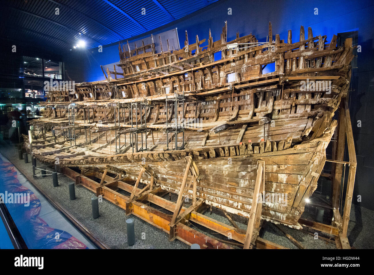 The Mary Rose is a16th century warship on display at Portsmouth's Historic Dockyard museum Stock Photo