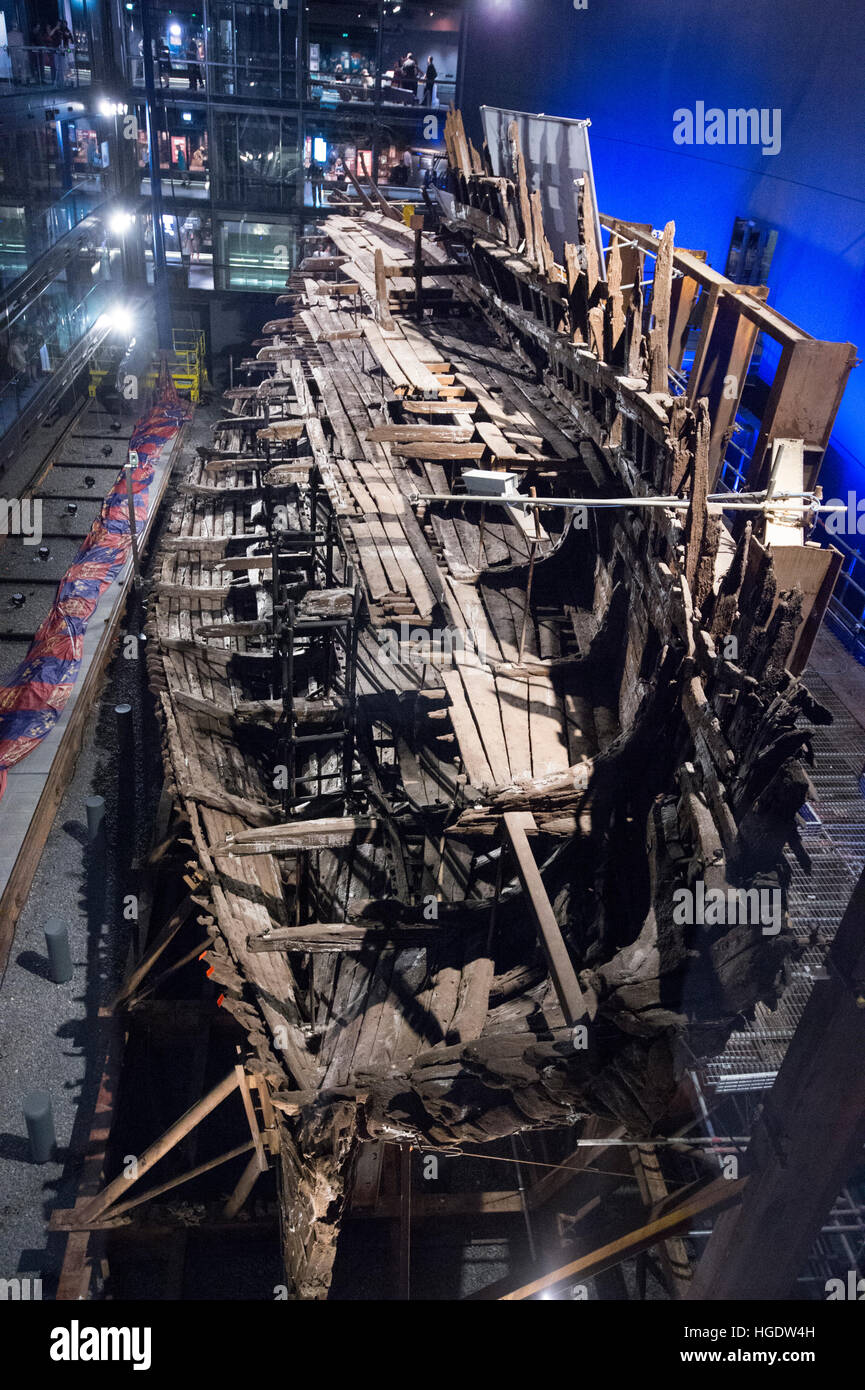 The Mary Rose is a16th century warship on display at Portsmouth's Historic Dockyard museum Stock Photo