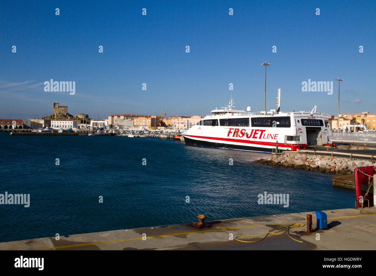 Tarifa Andalusia Spain port and ferry to Tangeri Stock Photo