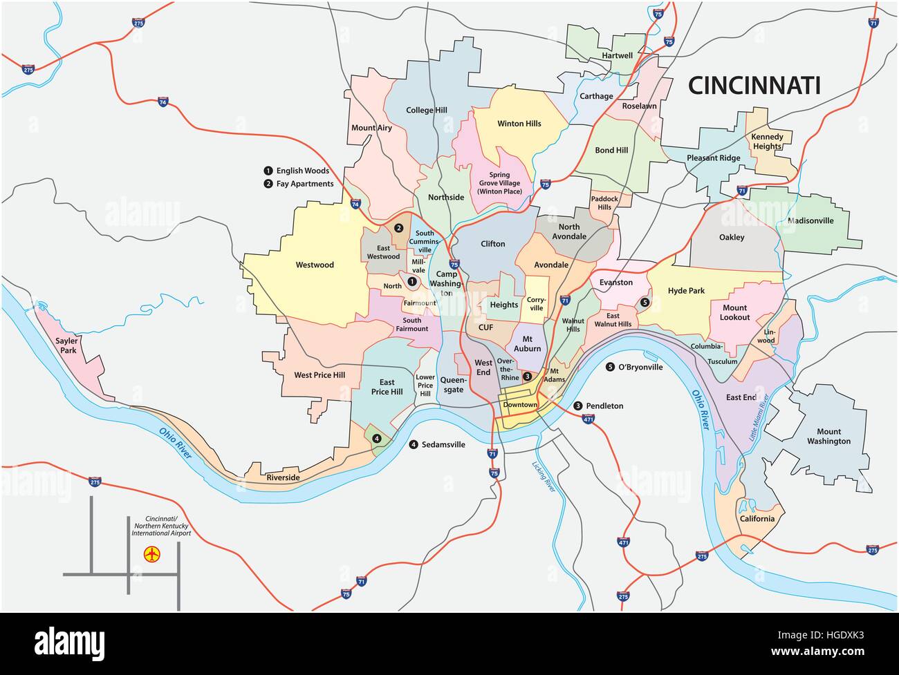 Map of cincinnati hires stock photography and images Alamy