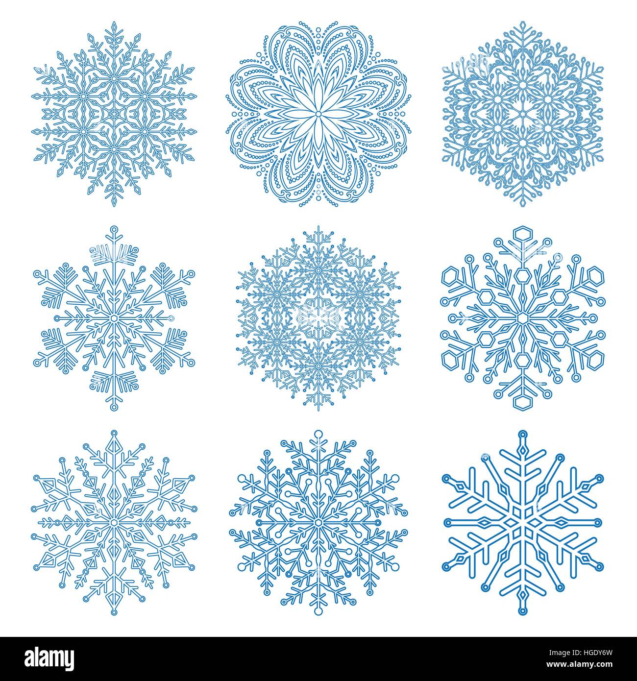 Set of Vector Snowflakes Stock Vector Image & Art - Alamy