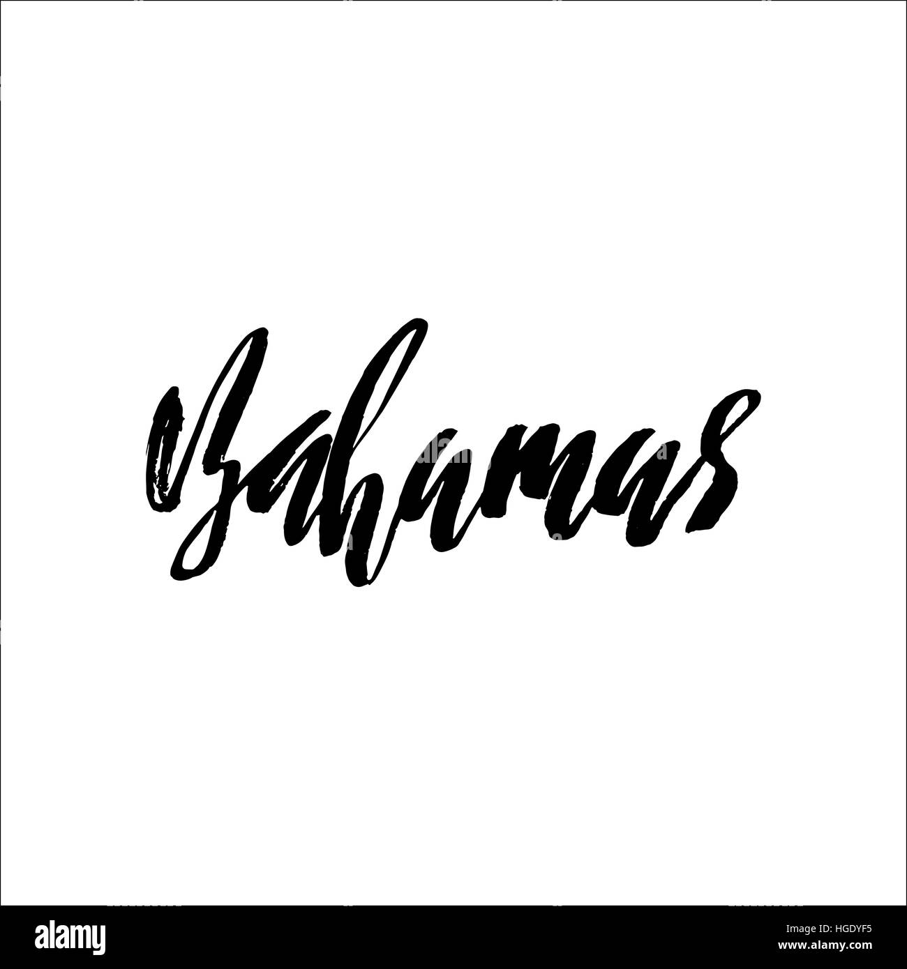 The Bahamas, hand-lettered paint, hand drawn calligraphy, vector illustration. Stock Vector