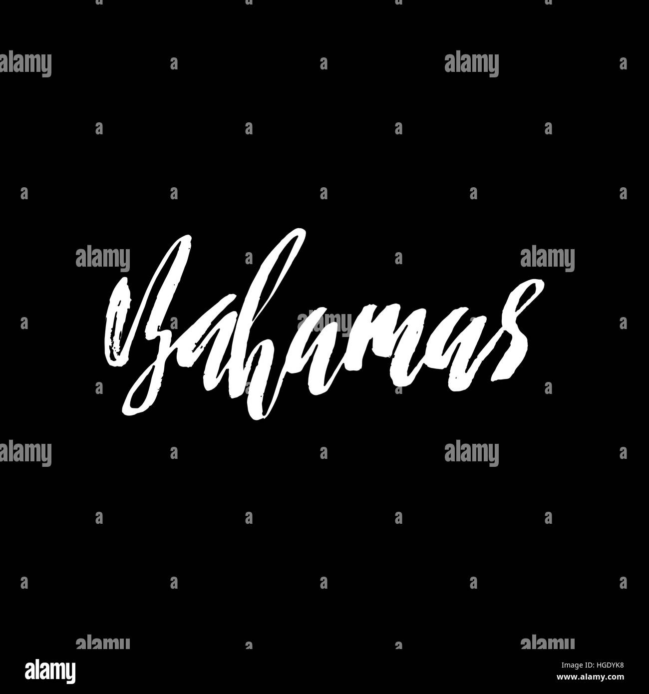 The Bahamas, hand-lettered paint, hand drawn calligraphy, vector illustration. Stock Vector