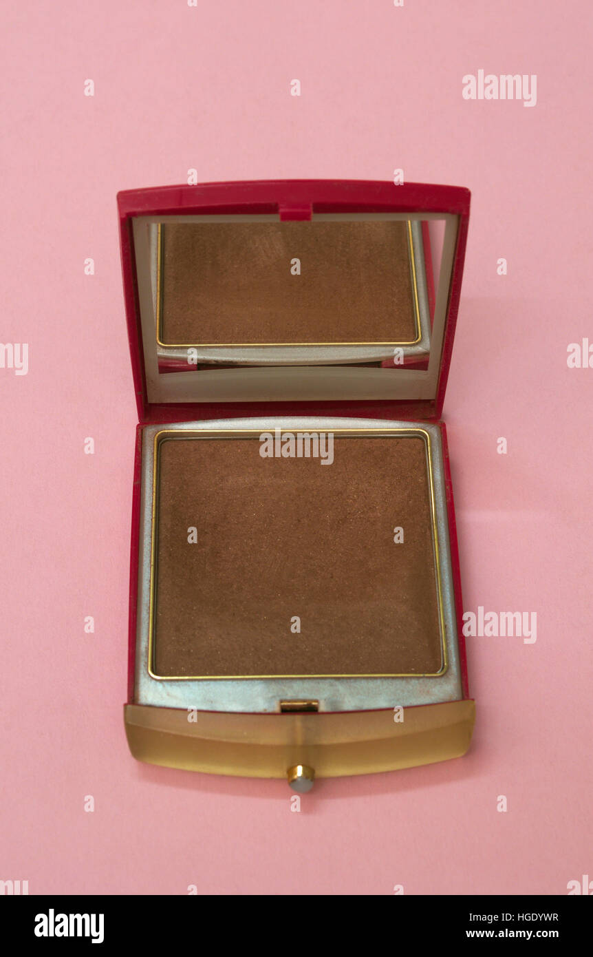 box of blusher with mirror Stock Photo