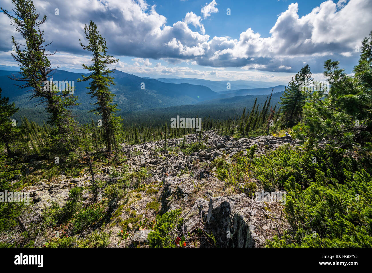 Beautiful landscape with mountains and autumn trees Stock Photo - Alamy