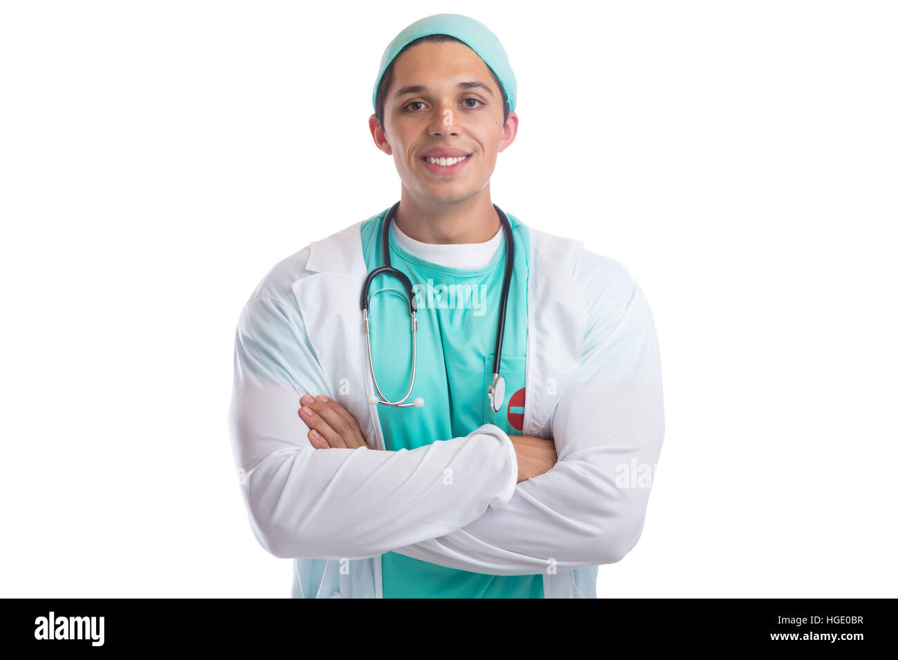 Young doctor occupation job doctor's overall isolated on a white background Stock Photo